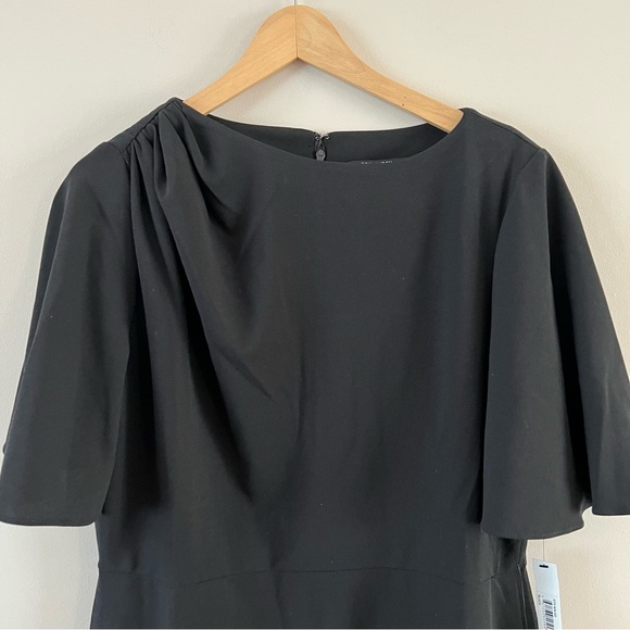 Maggy London ruched shoulder short sleeve sheath dress ladies size 14 black - Picture 9 of 9